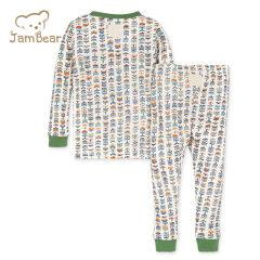 Print Two Peace Bamboo Pajamas Kids Sustainable Eco-friendly Children Pyjamas Environmental Sleep Wear Kids