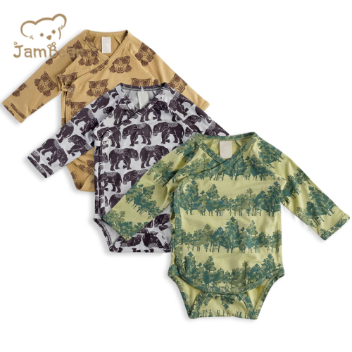Organic bamboo long sleeve wrap bodysuit sustainable kimono bodysuit eco friendly bamboo baby bodysuit