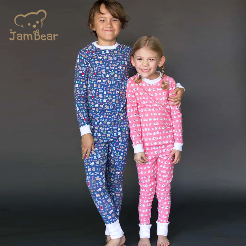Organic Cotton kids night suit Children Pyjamas Eco-friendly 2 Piece Pajama baby jammies Cotton Pjs For kids sleeping clothes