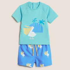 Printed two-piece swimsuit kids Swimsuits children boy Swimwear Sustainable 2pc Pelican Swim Set