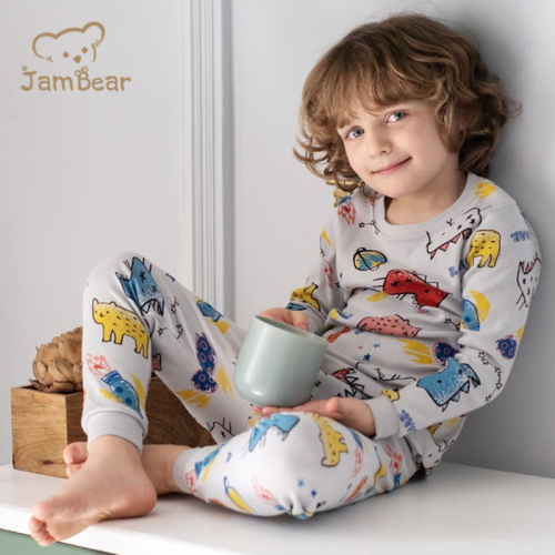 Sustainable Children Pajamas Eco-friendly Kids Two Piece Sweatsuits Environmental Bamboo Pajamas Kids Natural