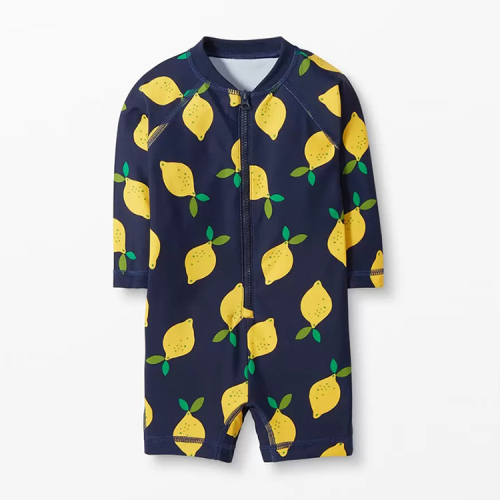 Children girl Swimwear Sustainable Printed Swimsuit Set two way zip kids girl swimwear long sleeve Swimwear