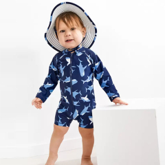 Children girl Swimwear Sustainable Printed Swimsuit Set two way zip kids girl swimwear long sleeve Swimwear