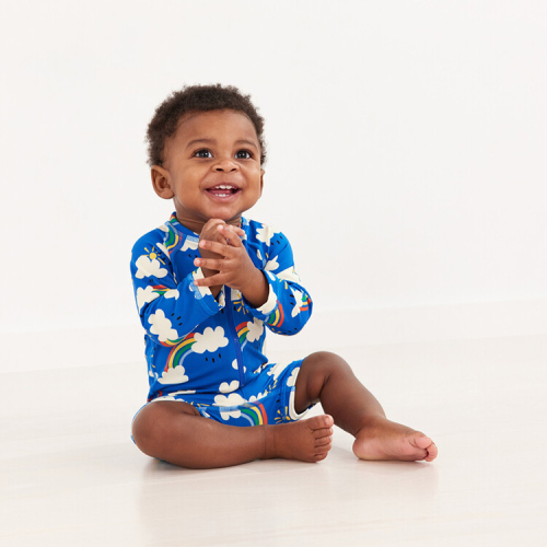 Printed Swimsuit Set two way zip long sleeve Swimwear kids boy swimwear natural children boy Swimsuits