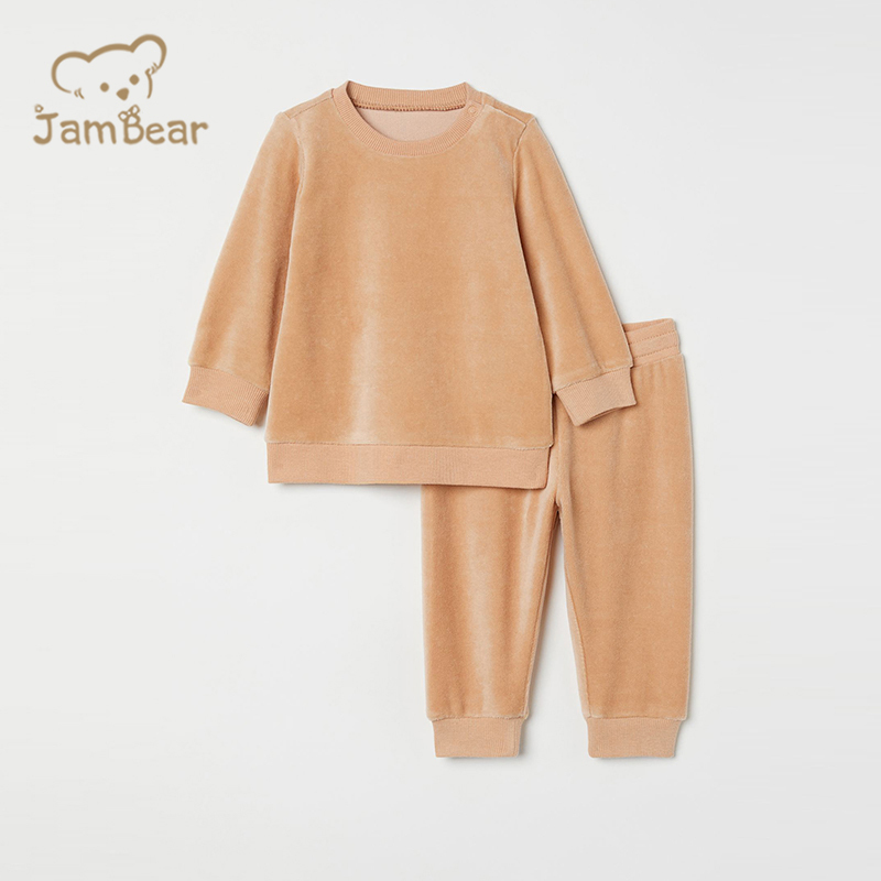 Organic cotton Velour toddler sweatshirt set sustainable Velour toddler jogger sets eco friendly baby clothing set