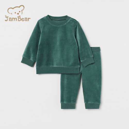 Organic cotton Velour toddler sweatshirt set sustainable Velour toddler jogger sets eco friendly baby clothing set