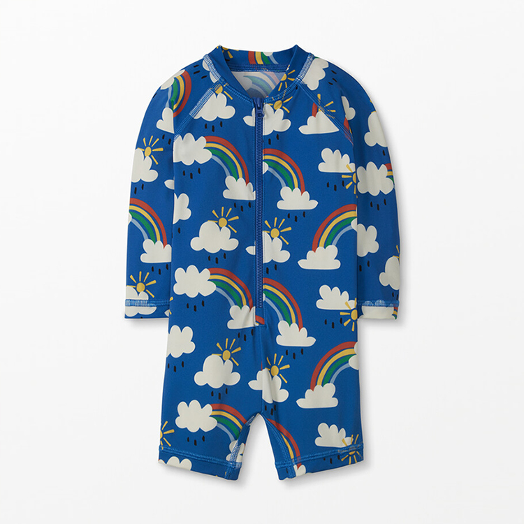 Printed Swimsuit Set two way zip long sleeve Swimwear kids boy swimwear natural children boy Swimsuits