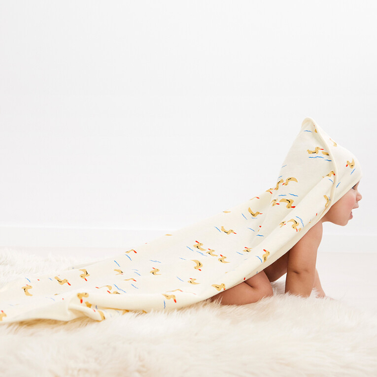 hooded baby towel Organic cotton baby blanket Print Hooded Towel natural Newborn Blanket baby swaddling wrap