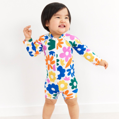 Long sleeve Swimwear kids girl swimwear children girl Swimwear two way zip kids girl Swimsuit Set