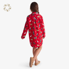 100% Organic cotton flannel girls nightshirt eco friendly christmas theme sleep shirt sustainable kid sleepwear
