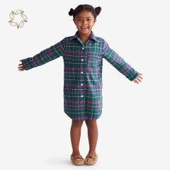 100% Organic cotton flannel girls nightshirt eco friendly christmas theme sleep shirt sustainable kid sleepwear