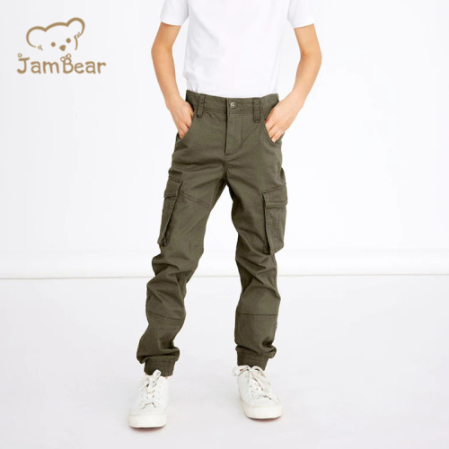 Organic cotton kids cargo pants eco friendly multi pockets cargo pant sustainable kids boys cargo pants