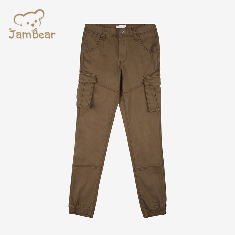 Organic cotton kids cargo pants eco friendly multi pockets cargo pant sustainable kids boys cargo pants