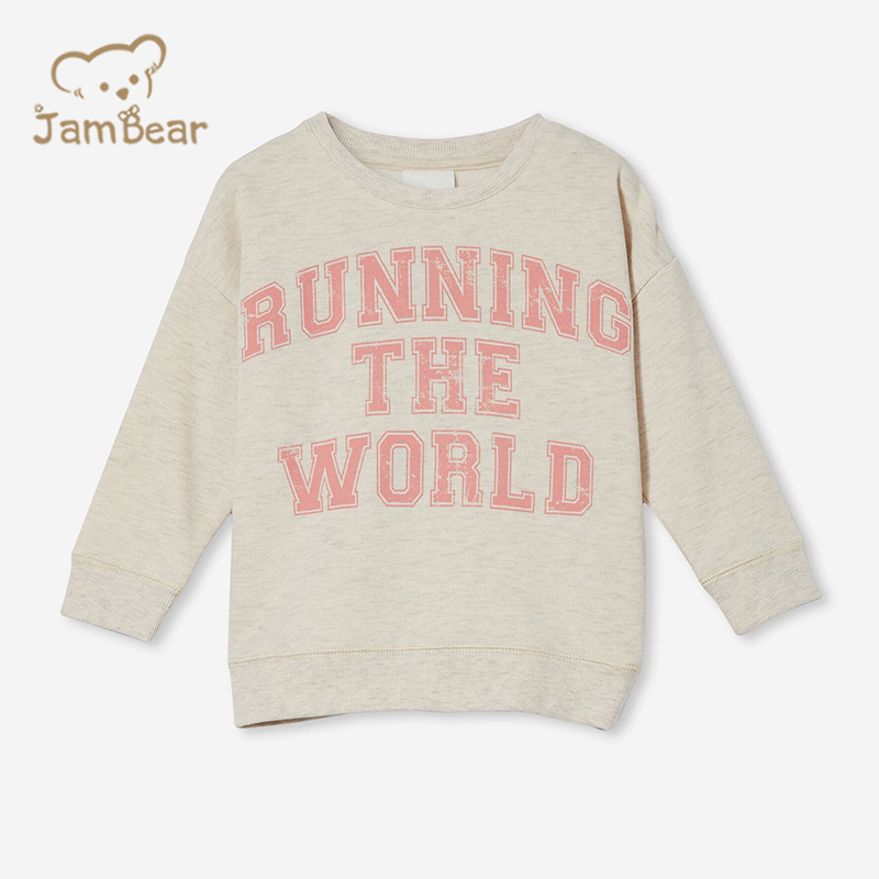 Eco friendly kids fleece sweatshirt organic bamboo printed kids sweatshirt sustainable kids crewneck sweatshirt