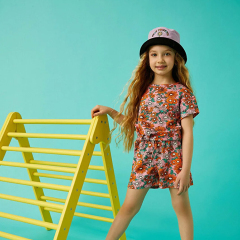 Organic cotton Kids girl shorts set kid t shirt and shorts Natural Floral print children shorts kids T-Shirt and Short