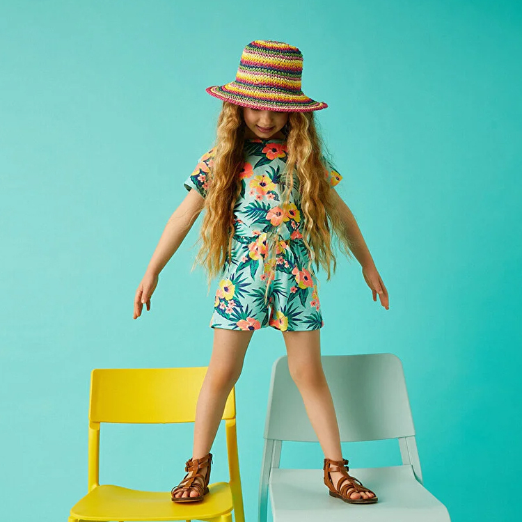 Natural Floral print children shorts kids T-Shirt and Short Short Sleeve girl shorts sets Organic cotton kid t shirt and shorts