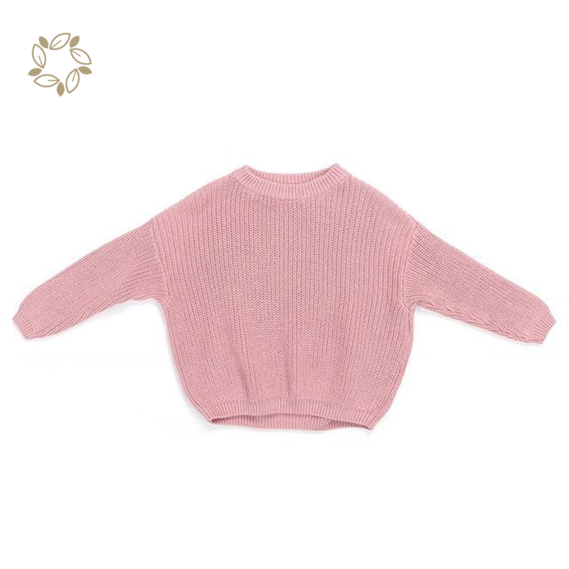 Sustainable Baby Solid Color Loose Sweater organic cotton baby rib knit jumper eco friendly chunky knits sweater