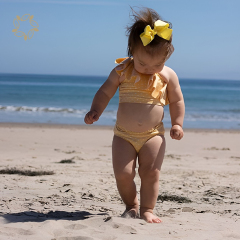 Eco friendly baby one shoulder swimsuit and tankini sustainable toddler girl swimwear baby romper swim