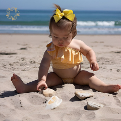 Eco friendly baby one shoulder swimsuit and tankini sustainable toddler girl swimwear baby romper swim