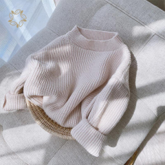 Organic cotton toddler solid color loose sweater eco friendly chunky knits sweater sustainable baby rib knit jumper