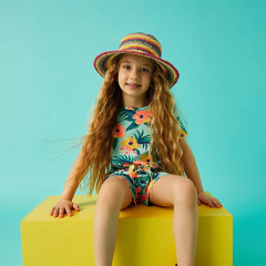 Natural Floral print children shorts kids T-Shirt and Short Short Sleeve girl shorts sets Organic cotton kid t shirt and shorts
