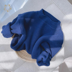 Organic cotton toddler solid color loose sweater eco friendly chunky knits sweater sustainable baby rib knit jumper
