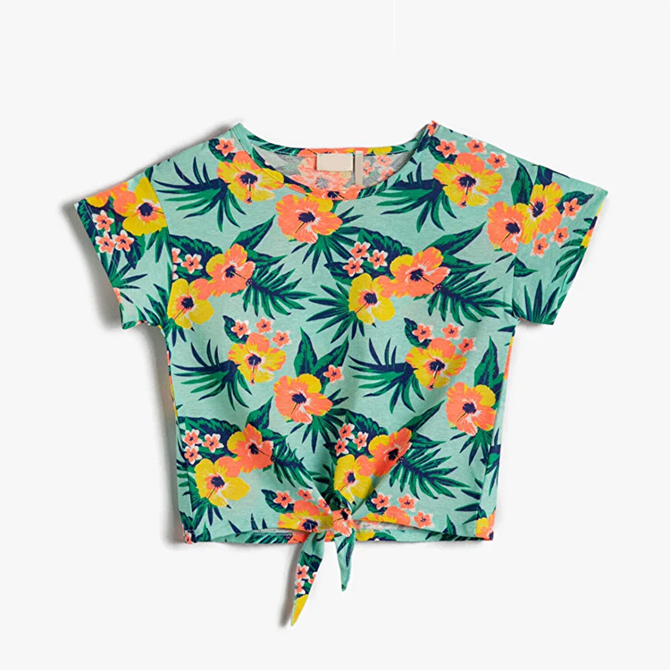 Natural Floral print children shorts kids T-Shirt and Short Short Sleeve girl shorts sets Organic cotton kid t shirt and shorts