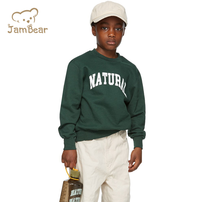 Organic cotton kids fleece sweatshirt sustainable crewneck sweatshirt kids print eco friendly kids crewneck sweatshirt