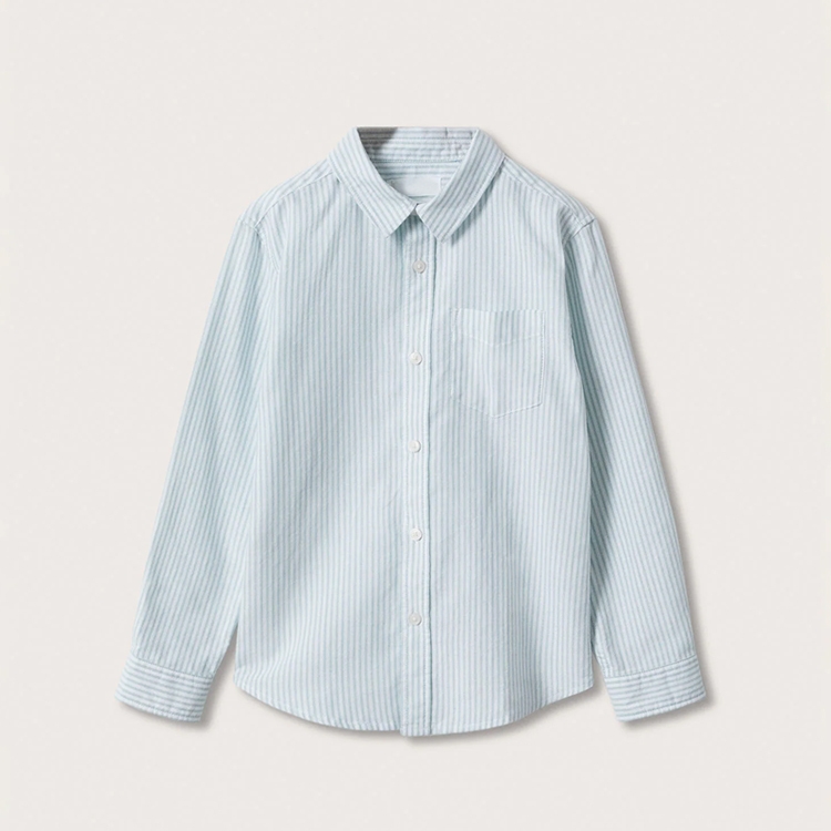 Knit long sleeve kids cotton camisas kid Chest-pocket shirt eco-friendly children shirts kid Chest-pocket tee
