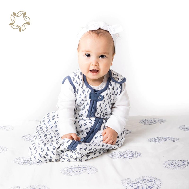 Organic cotton baby sleep bag eco friendly sleeping bag for babies printed sustainable 1.0 tog sleeping bag