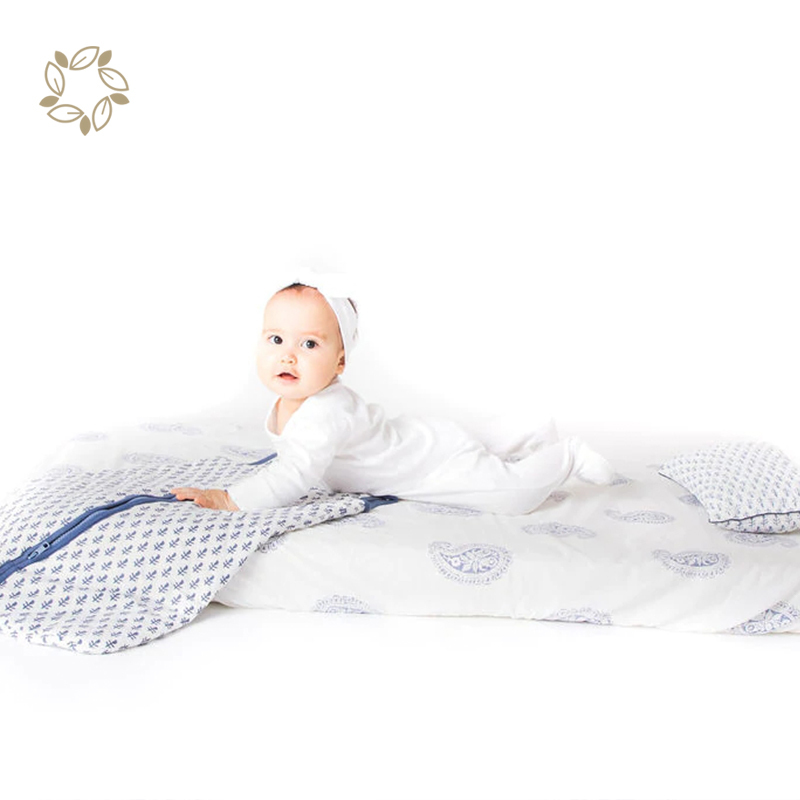 Organic cotton baby sleep bag eco friendly sleeping bag for babies printed sustainable 1.0 tog sleeping bag
