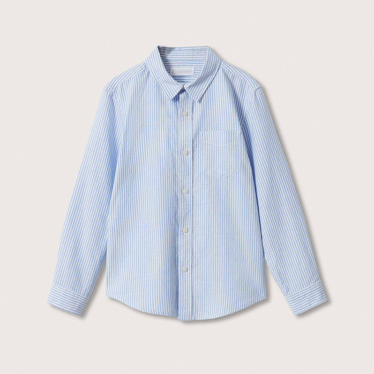 Knit long sleeve kids cotton camisas kid Chest-pocket shirt eco-friendly children shirts kid Chest-pocket tee