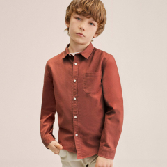 100% organic cotton kids shirts Chest-pocket long sleeve camisas pure cotton shirt kid eco-friendly children shirt