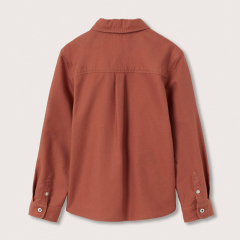 100% organic cotton kids shirts Chest-pocket long sleeve camisas pure cotton shirt kid eco-friendly children shirt