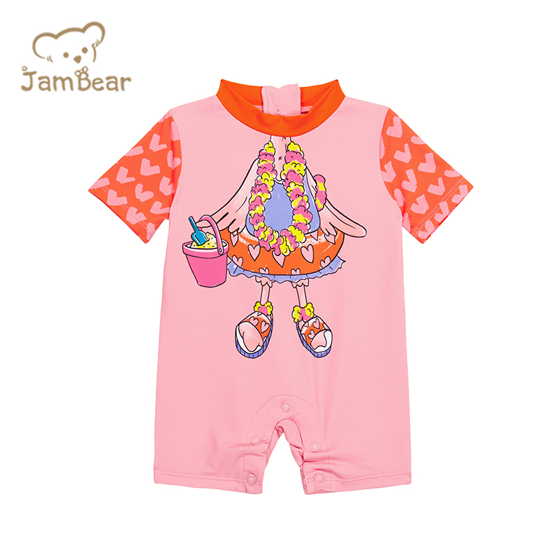 Sustainable kids printed swimsuit eco friendly custom kids swimsuit short sleeve swimsuits children boys' swimwear
