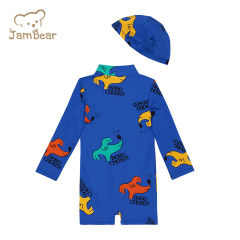 Printed rashguard swimsuit set recycled nylon swimsuit romper and hat sustainable kids swimsuit eco friendly