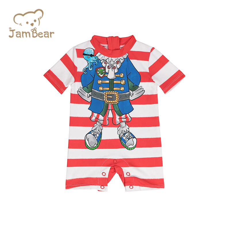 Sustainable kids printed swimsuit eco friendly custom kids swimsuit short sleeve swimsuits children boys' swimwear