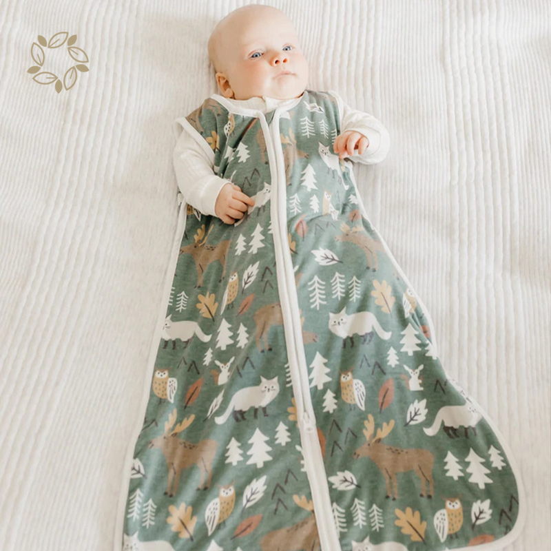 Organic cotton fill baby sleep bags eco friendly three layers baby sleeping sack sustainable 1.7tog baby sleep bag