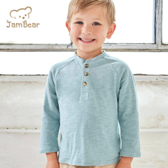 Organic Cotton Baby Henley Shirt Sustainable white toddler tees Solid Color Toddler Boys Button Half Placket Tee
