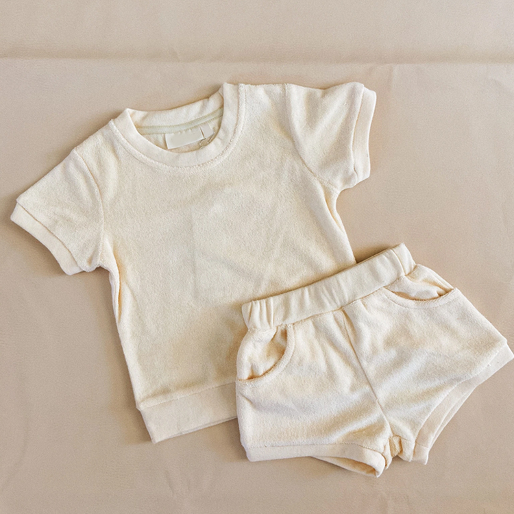 Terry Towel Set toddler terry towel clothing set towel cloth baby shorts set Organic Cotton t shirt and shorts
