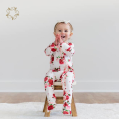 Organic bamboo ruffled baby romper footie sustainable ruffled baby sleepsuit eco friendly ruffle zipper baby sleeper