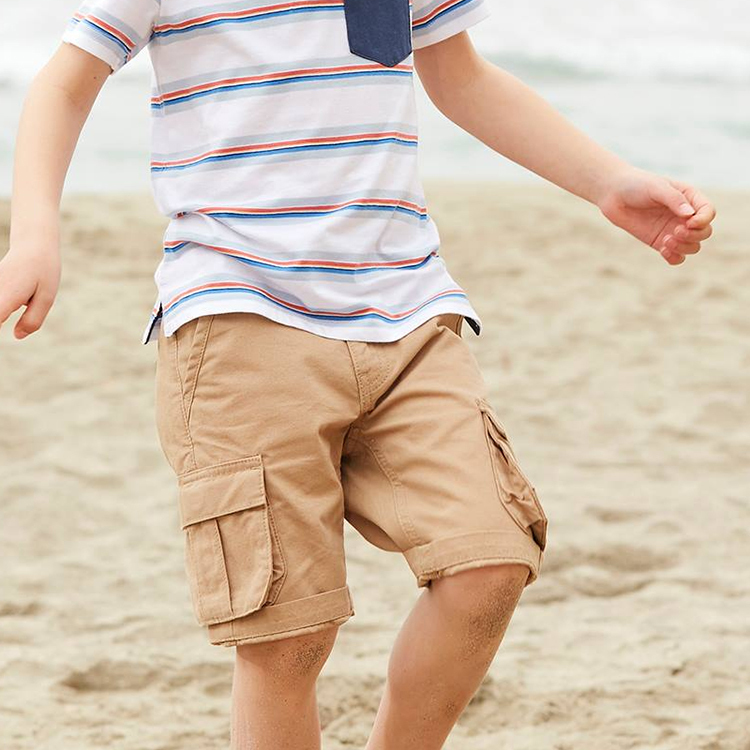 Children short trousers kids cargo shorts Organic Cotton short trousers Summer Toddlers Outside Shorts