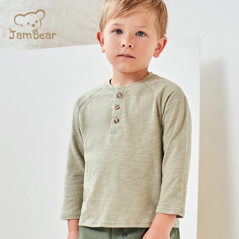 Organic Bamboo Baby henley Shirt Eco-friendly Toddler tshirt Bamboo Toddler Henley Shirt Sustainable Plain Tshirts For Boys