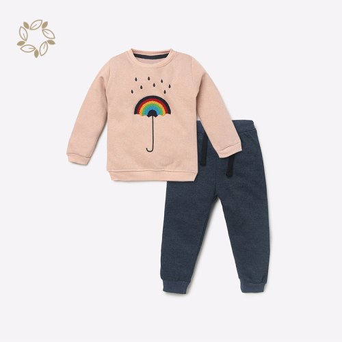 100% Organic cotton baby crewneck and joggers sustainable baby jogger set fleece eco friendly baby sweatsuit