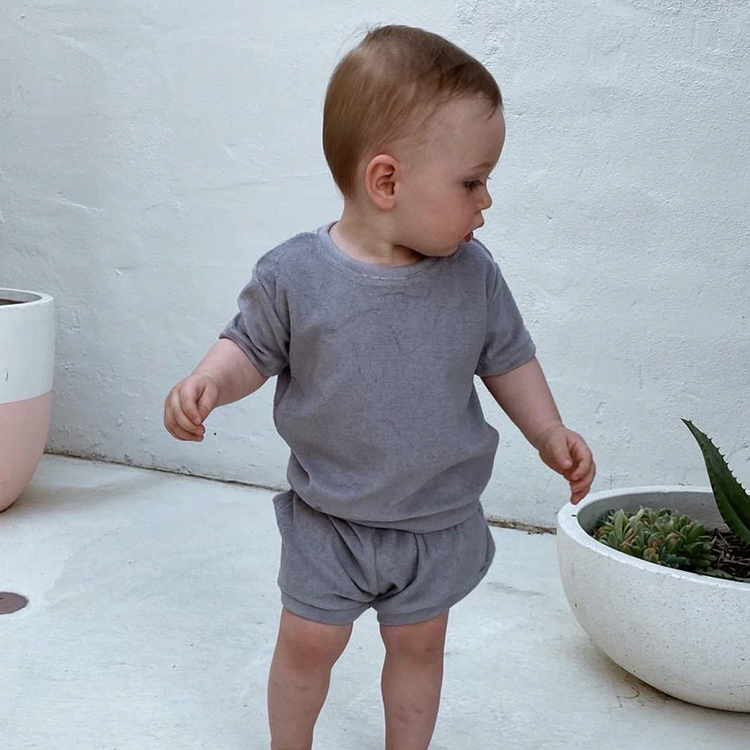 Towel cloth baby shorts set eco-friendly Terry Towel Set toddler terry t shirt and shorts organic cotton towelling