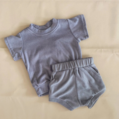 Towel cloth baby shorts set eco-friendly Terry Towel Set toddler terry t shirt and shorts organic cotton towelling
