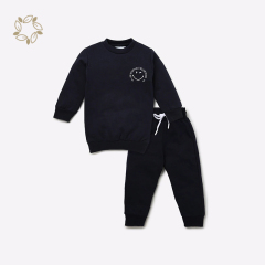 Organic bamboo toddler sweatshirt set printed eco friendly toddler joggers sets sustainable baby sweatshirt set