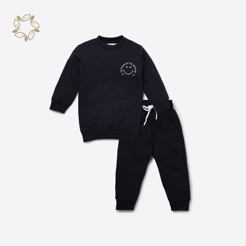 Organic bamboo toddler sweatshirt set printed eco friendly toddler joggers sets sustainable baby sweatshirt set