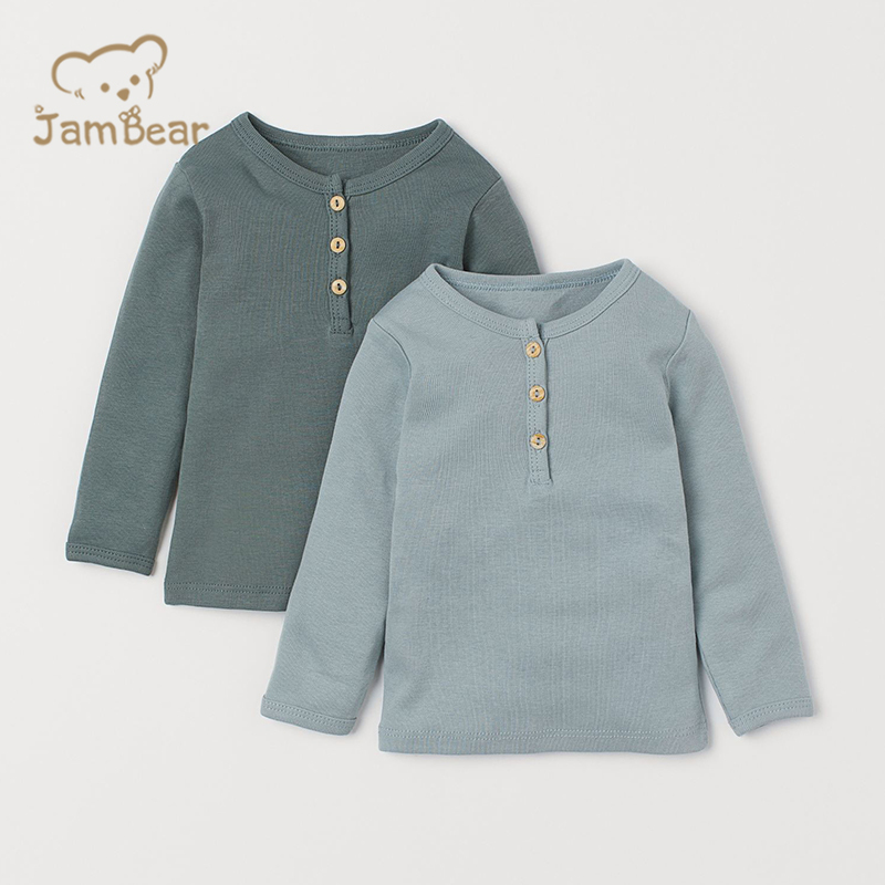 Cotton Boys Henley Tshirt Organic Eco-friendly Baby T Shirt Sustainable Toddler Henley Rib Knit Tee organic cotton tees for kids