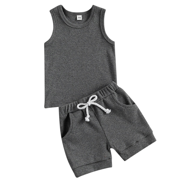 Ribbed toddler shorts set eco-friendly Sleeveless Tank Tops and shorts Organic Cotton Summer rib Outfit sets